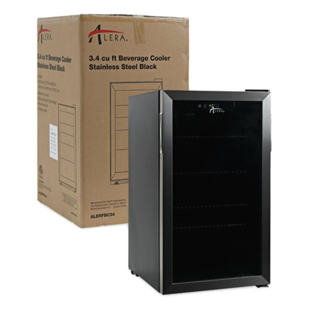 Alera 3.4 Cu. Ft. Beverage Cooler - Stainless Steel/Black