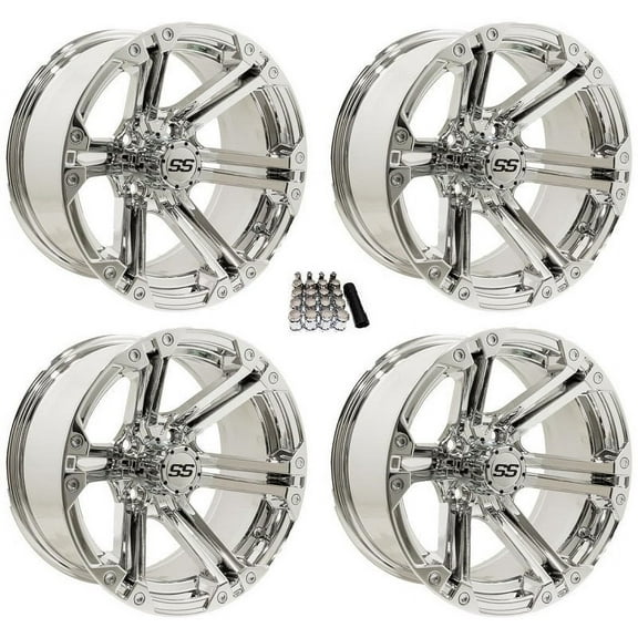 GTW Specter 12" Golf Cart Wheels/Rims Chrome E-Z-GO & Club Car