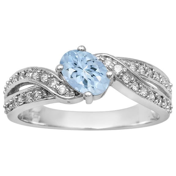 Mooneye Cluster 6X4 mm Oval Natural Aquamarine 925 Sterling Silver Mother's Day Gift Ring