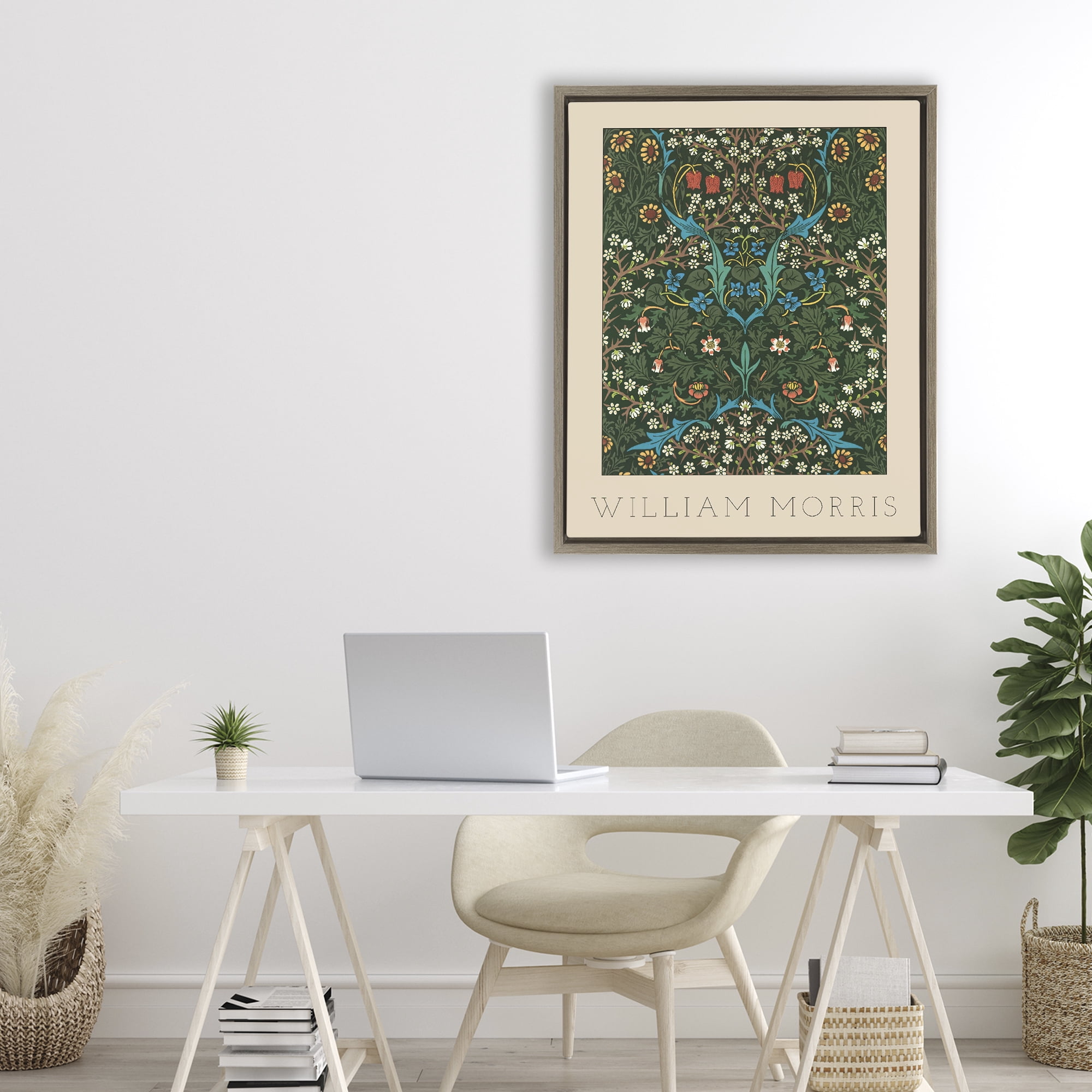 Stupell Industries Ornate Botanicals William Morris Brown Framed Floater Canvas Wall Art, design by Lil' Rue