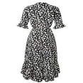 thumbnail image 2 of Femmes Midi Robe à Manches Courtes V-Cou Imprimé de Fleurs Élégant Été Casual Partie Robe, 2 of 7