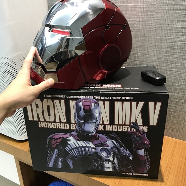 Disney Anime Cosplay Iron Man Mk 5 Helmet Voice-activated Deformation Avengers Cosplay Cap Wearable Helmet Toy For Children Gift zhangyuxiang LED