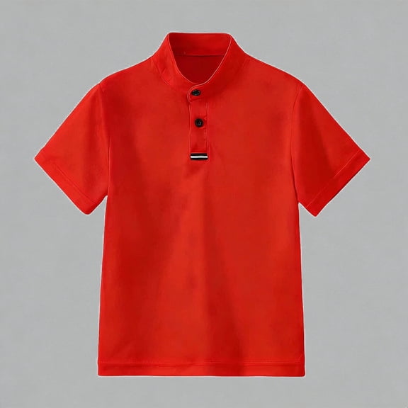 Krdevn Kids Boys Girls Solid Stand Collar Short Sleeve Polo Shirt Casual Summer School Uniform Top,7-8 Years