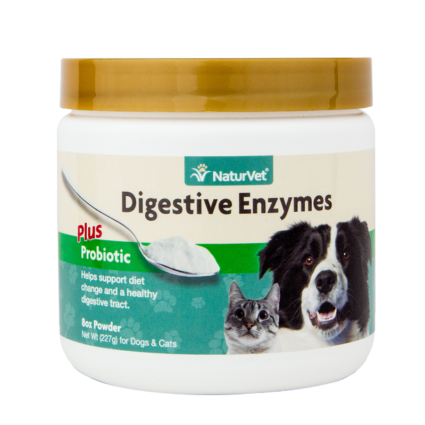 NaturVet Healthy Probiotics and Digestive Enzyme Powder Supplement for