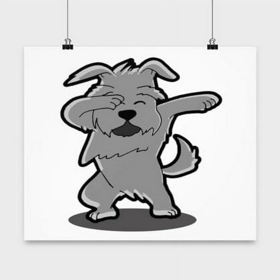 Dabbing Schnauzer Poster - Cute Dog Wall Art Gift, 13x13in White Decor