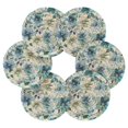 thumbnail image 4 of 6 Pcs Drink Coasters with Holder 3.94in Woven Coasters for Drinks Blue and Green Flowers Coaster Set for Protection Table, 4 of 7