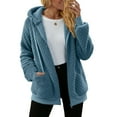 thumbnail image 4 of XFLWAM Womens Fleece Jacket Sherpa Zip Up Hooded Jackets Oversize Trendy Fuzzy Fluffy Coat with Pocketss Fall Winter Outwear, 4 of 7