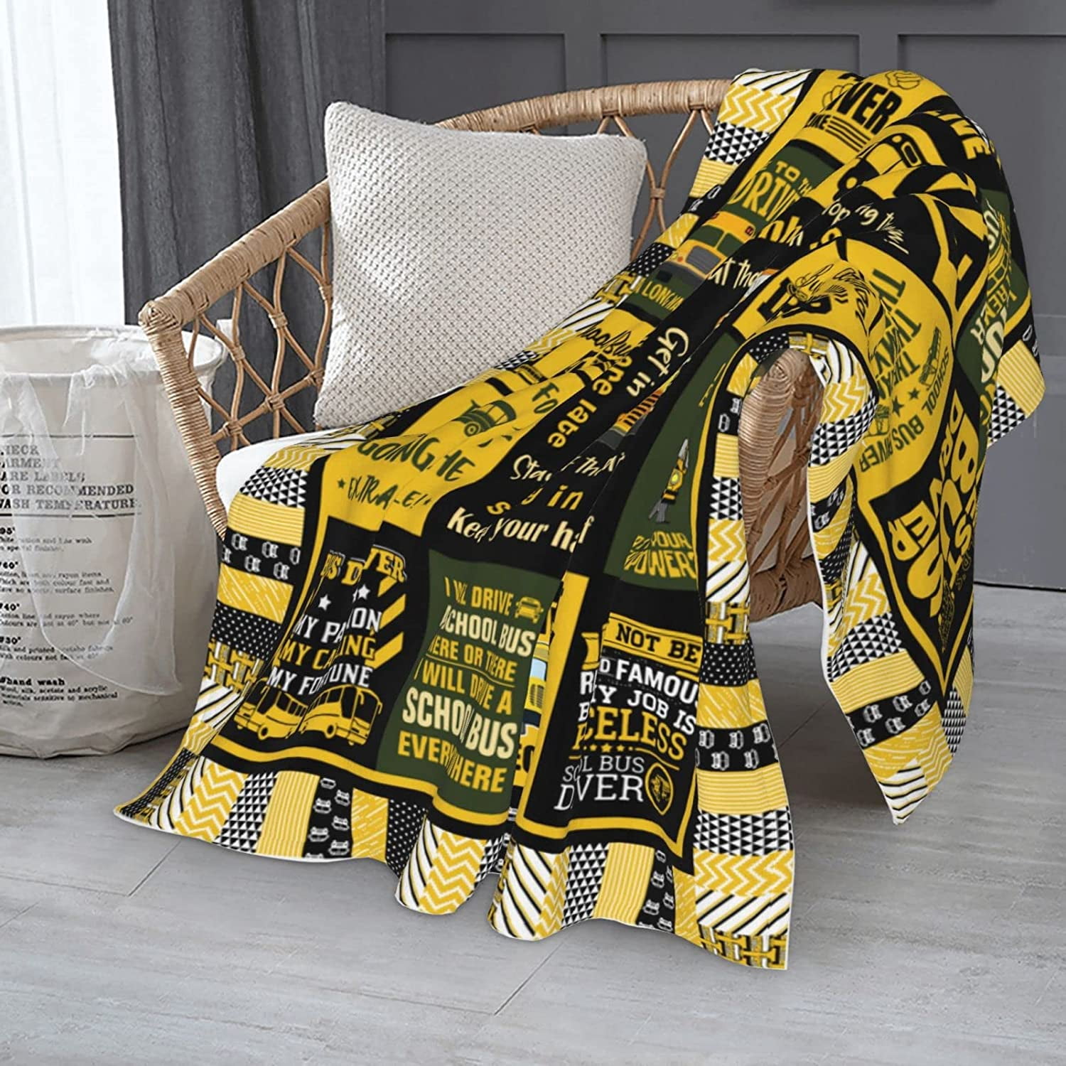 Bus Driver Appreciation Gifts Blanket 60"x50" - School Bus Driver Gifts Throw Blanket - Birthday Graduation Gifts for Bus Drivers Blankets - Back to School End of Term Gifts for Bus Driver