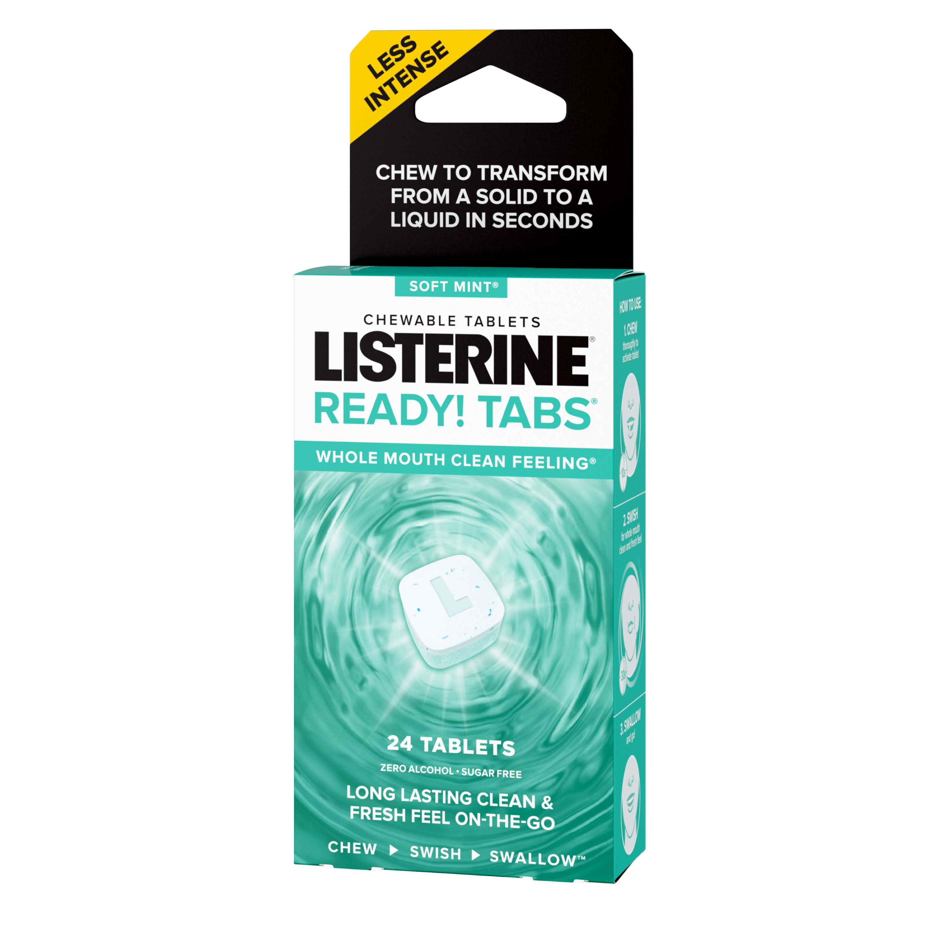 Listerine Ready! Tabs Chewable Tablets with Soft Mint Flavor, 24 ct ...