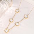thumbnail image 1 of 14K Gold Plated Stainless Steel Necklace Woman Five Leaf Petals Double Sided Necklaces for Women Pendant Flower Clover Jewelry, 1 of 5