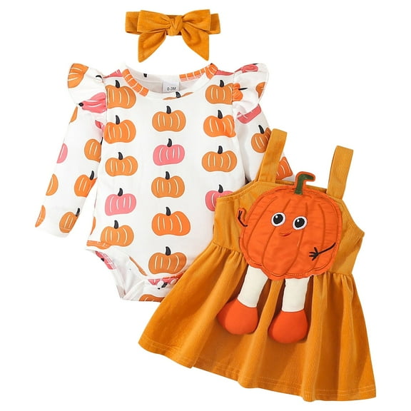 THJRPQJFD Clown Outfit Fall Baby Outfit Cowboy Outfit Girls' Athletic Clothing Sets 18 Month Boy Clothes One Year Old Boy 4 Year Girl Clothes, Orange 0-3 Months