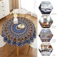 thumbnail image 4 of Boho Mandala Tablecloth, Abstract Ethnic Round Tablecloth Vintage Navy Blue Indian Print Table Cover for Holiday Parties Kitchen Dining Picnic Indoor Outdoor, Round(60x60in), 4 of 6