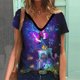 thumbnail image 1 of ICHUANYI Clearance Womens Spring And Summer Short SleevesＶ-Neck T-Shirt Blouse Tops(Purple, S) ICHUANYI WER2023080904302, 1 of 7
