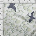 thumbnail image 3 of oneOone Cotton Silk Teal Blue Fabric Asian Japanese Floral Birds With Plants Fabric For Sewing Printed Craft Fabric By The Yard 42 Inch Wide, 3 of 4