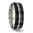 thumbnail image 6 of Auriga Fine Jewelry Stainless Steel Polished Black IP-plated 8 mm Ridged Edged Band for Women Size 10, 6 of 6