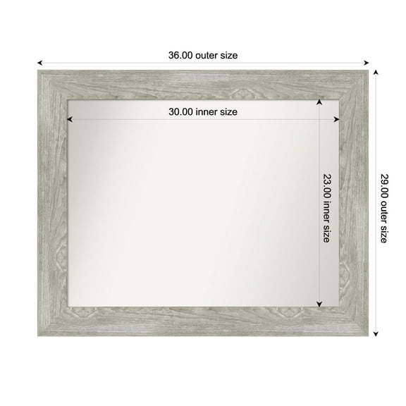 Amanti Art Custom Framed Wall and Bathroom Mirror (29 x 36 in.), Dove Greywash Frame