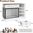 thumbnail image 2 of Garvee Dog Crate Furniture 47”, Large Dog Crate TV Stand with 2 Drawers & 4 Shelves, Wooden Dog Kennel Indoor, Decorative Dog Cage with Storage for Large Dogs, White Finish, 2 of 7