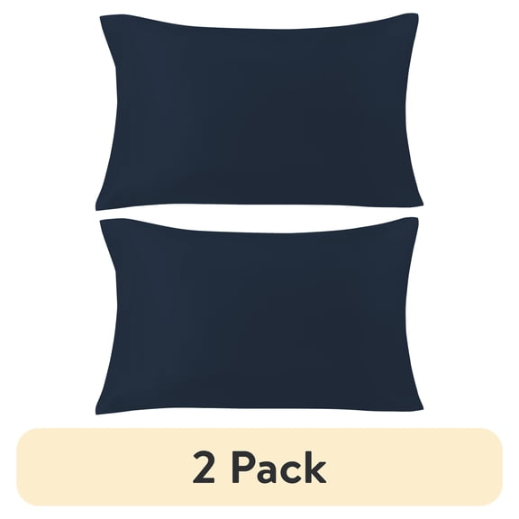 (2 pack) Mainstays Basic Value Microfiber Pillowcase, Navy Blue, Standard, 1 Piece