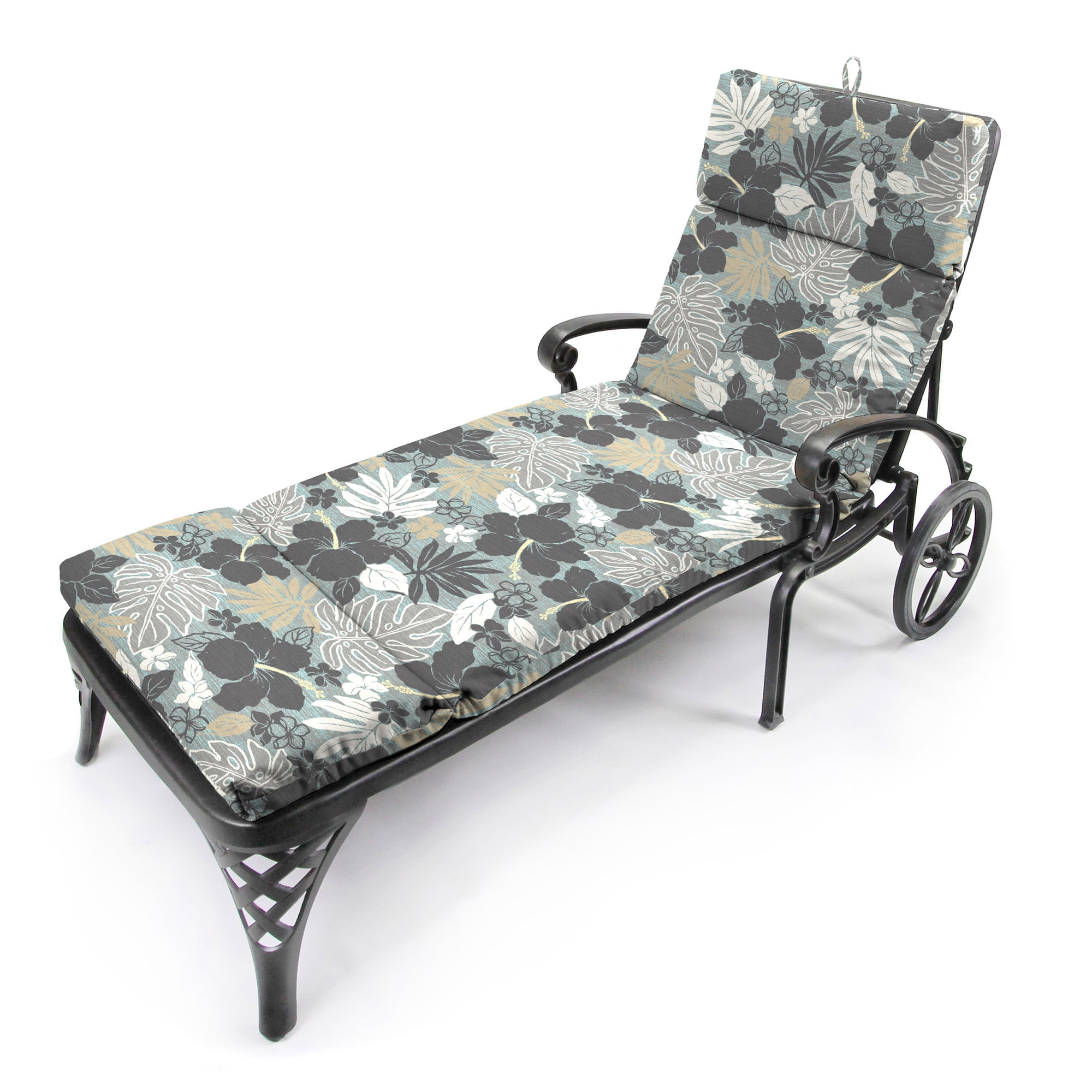 Jordan Manufacturing 72" x 21" Dumont Seal Gray Tropical Rectangular Outdoor Chaise Lounge Cushion with Ties and Hanger Loop