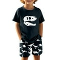 thumbnail image 3 of Hiijoy Big Boys Casual Outfits Dinosaur Print Short Sleeve T-Shirt Shorts Set, Sizes 7-8Y, 3 of 3