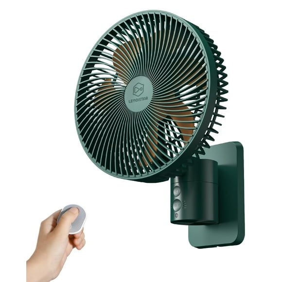 Ventilador de pared LEMOISTAR de 20 cm con mando a distancia, color verde y naranja