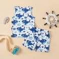 thumbnail image 5 of TOWED22 Infant Baby Boy Clothes 2pcs Summer Sets Sleeveless Top Tee + Graphic Pocket Shorts Casual Outfits(Blue,3-6 M), 5 of 8