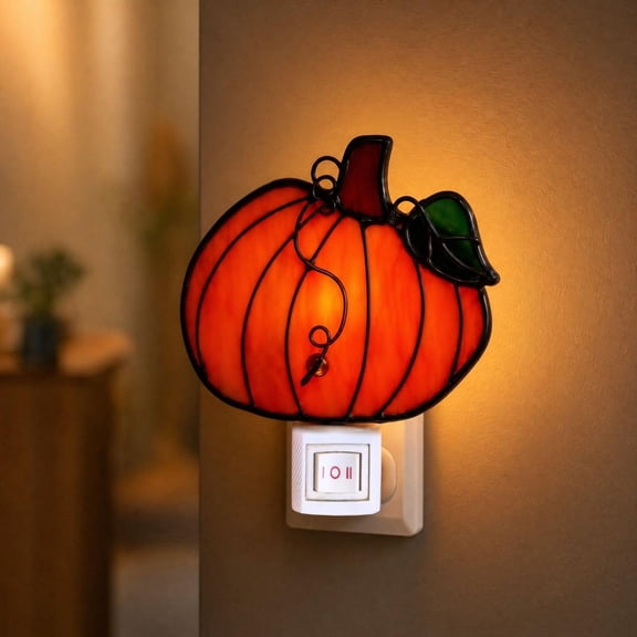 Halloween Pumpkin Plug-in Lamp, Orange Halloween Night Light, Warm Amber Glow Night Light for Party, Home, Bedroom, Bathroom, Kitchen, Hallway