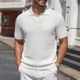 thumbnail image 2 of Men's Button Knitted Polo Shirt Short Sleeve Slim Fit Casual Top Tee Solid Color Breathable Stretch Summer Fashion Essential Gift for Him Outdoor Daily Comfort | JASKFLY,White M, 2 of 9