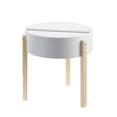 thumbnail image 3 of Mesa auxiliar redonda Benjara de madera con almacenamiento oculto, color blanco y marrón, 3 of 5