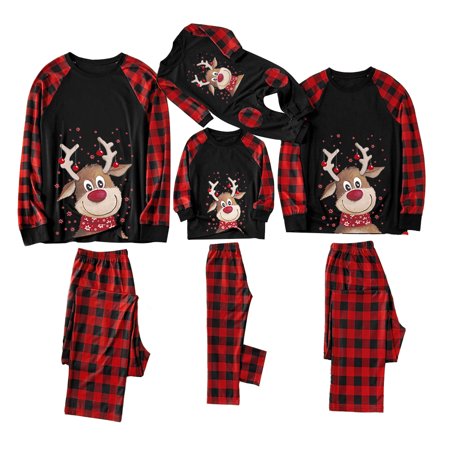 

Oehve Matching Family Pajamas Sets Christmas PJs for Family/Dog with Plaid Printed Long Sleeve Holiday Sleepwear