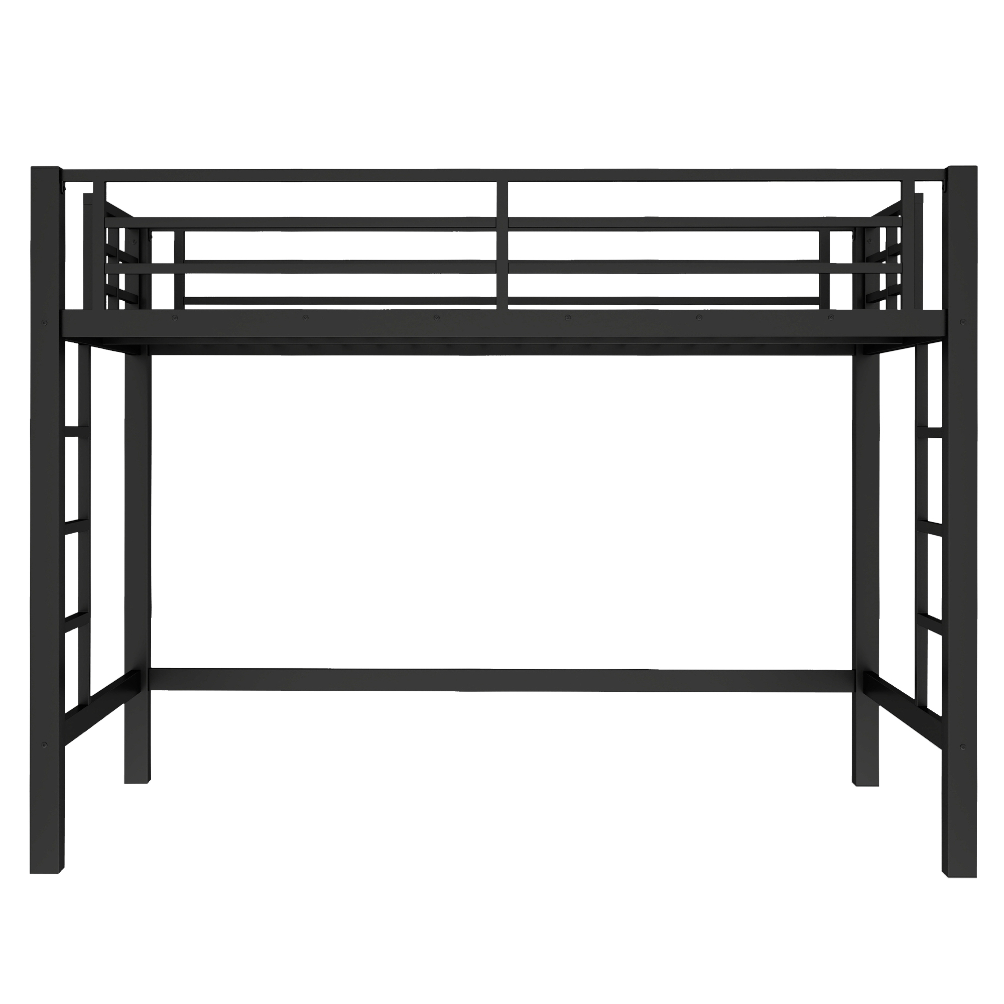 Mintazer Twin XL Metal Loft Bed with Dual Side Ladders & Guardrails for Bedroom Dorm, Black