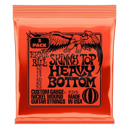 Ernie Ball Skinny Top Heavy Bottom Slinky Nickel Wound Electric Guitar Strings 3 Pack 10-52