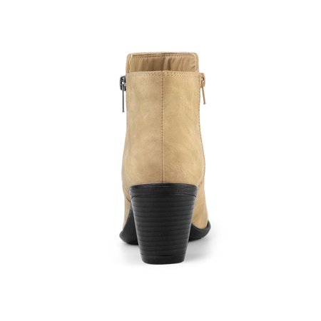 round toe block heel ankle boots