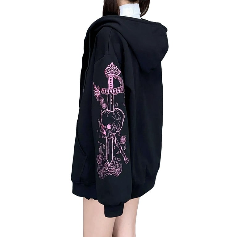 ZIZOCWA 100% Polyester Sweatshirt For Sublimation Woman Hooded Sweatshirt  Women Heart Print Gothic Style Long Sleeve Hoodlies Zipper Thermal Hoodie  With Pocket Coat Womens 1/4 Zip Pullover 