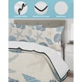 thumbnail image 4 of Quilts Twin-XL Size Bedding Set, Blue Coastal Lightweight Quilted Comforter, Shell Starfish Coral Nautical Summer Beach Rustic Soft Bedspread Coverlet with Pillow Covers for All Season, 68" x 98", 4 of 7