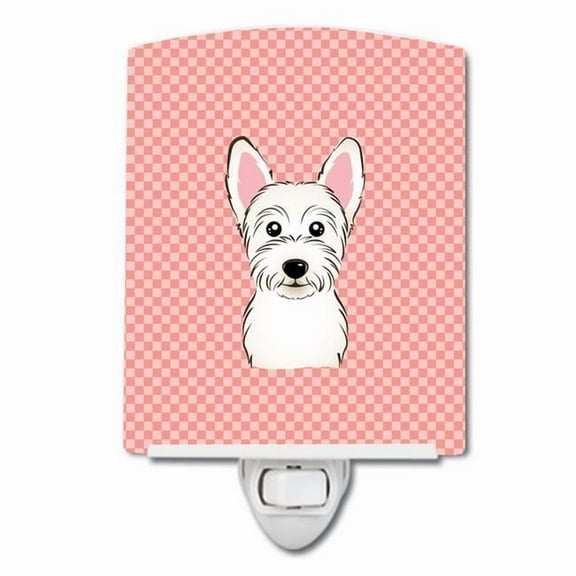 Checkerboard Pink Westie Ceramic Night Light