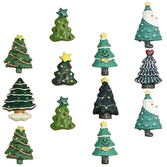 HONITANO DIY Accessory Resin Christmas Tree Small Ornaments 1.4x0.8x0.2in 20Pcs