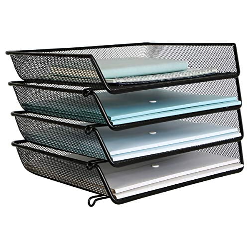 Designa Stackable Metal Mesh Desk Trays 4 Tier File Doent Letter Tray Organizer Desktop Paper Rack For Home Office School Stacking Supports Black Canada Designa Stackable Metal Mesh Desk Trays, Metal Stacking Desk Trays