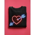 thumbnail image 3 of Red Heart Pierced By Cupid Neon. Sweatshirt Women -Image by Shutterstock, Female Large, 3 of 4