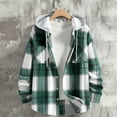 thumbnail image 5 of ZCFZJW Men's Flannel Plaid Hoodie Shirts Winter Fall Plush Thick Warm Long Sleeve Drawstring Casual Vintage Button Down Splicing Hooded Outwear Shirt Jacket with Pocket Green XL, 5 of 10
