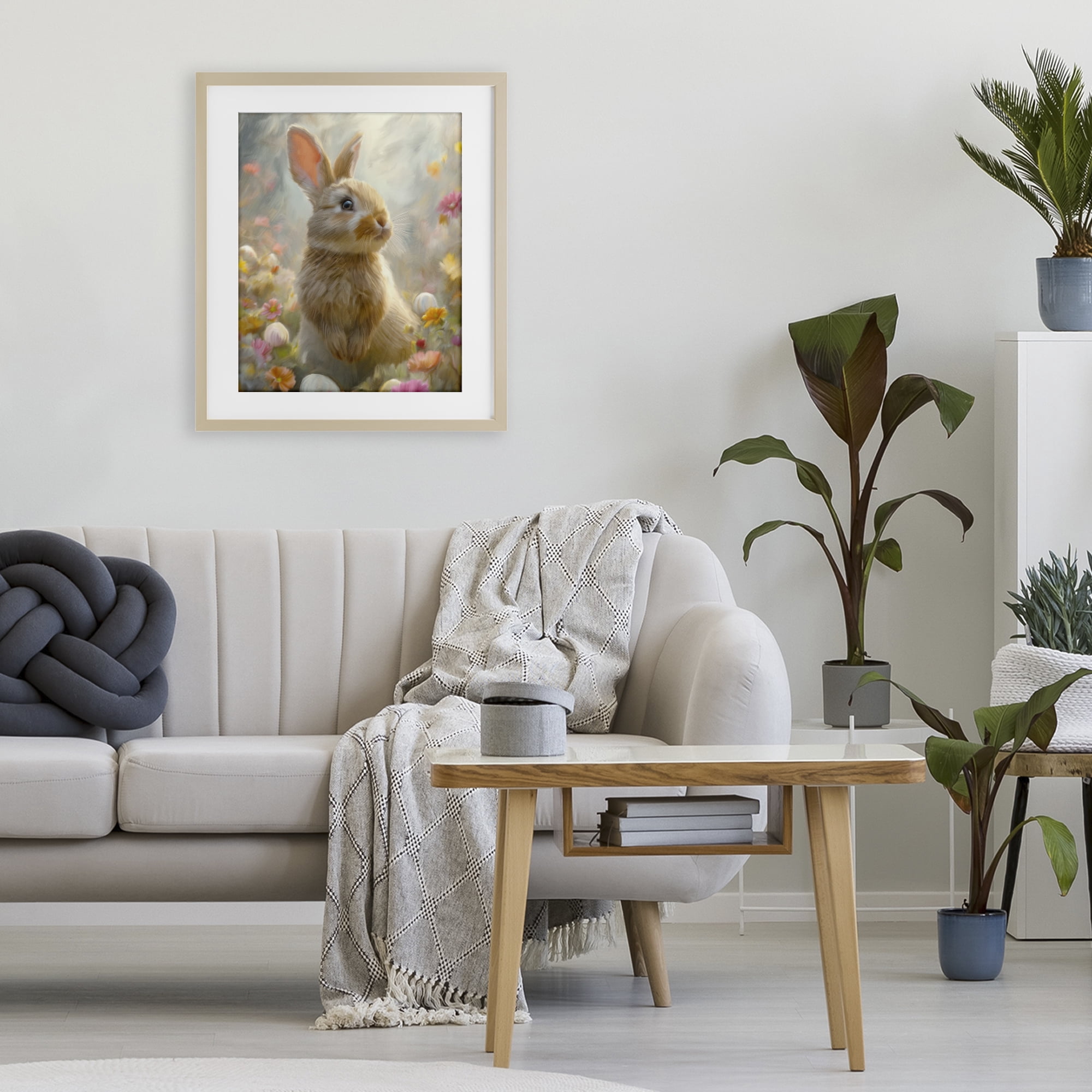 Stupell Industries Bunny Dreams Meadow Birch Framed Print Under Glass, design by Kim Allen