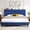 Navy Blue, variant on EnHomee Upholstered Bed Frame with Adjustable Headboard King Size Bed Frame with Charge Station & Storage, Navy Blue, No Box Spring Needed, Noise Free