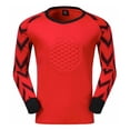 thumbnail image 3 of iiniim Boy's Football Soccer Goalie Outfit Goalkeeper Foam Padded Jersey with Long Pants Goalie Uniform Red 9-10, 3 of 7
