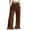Coffee, variant on Qingpeng Womens Comfy Elastic Waist Palazzo Pants Ruched Waist Detail Ruffle Hem Relaxed Fit Bottoms with Patch Pockets