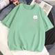 thumbnail image 1 of Camiseta 2023 de algodón para mujer, ropa Harajuku Kawaii con bolsillo y estampado de gato, holgada, informal, de manga corta, Y2k, 100%, 1 of 4