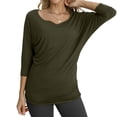 thumbnail image 2 of Blusa Match para Mujer con Mangas 3/4 y Drapé Verde Militar Talla XL, 2 of 5