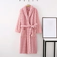 thumbnail image 2 of VANLOFE Unisex Warm Pajamas Household Clothes Solid Bathrobe Lengthened Night-robe Woman's Nightgown Casual Robes Pink Robes Sleepwear for Woman XL, 2 of 9