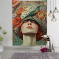 thumbnail image 2 of RKSupls Vertical Tapestry Wall Hanging, Elegant Art Nouveau Floral Hat Bird Woman Tapestry Wall Decor for Bedroom, Dorm Room, Living Room, Apartment, College Dorm Home Decor, 2 of 5