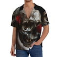 thumbnail image 3 of Haiem Realistic Rose Skull Men's Casual Shirts Short Sleeve Button Down Shirts Fashion Textured Summer Beach Shirt-XX-Large, 3 of 7