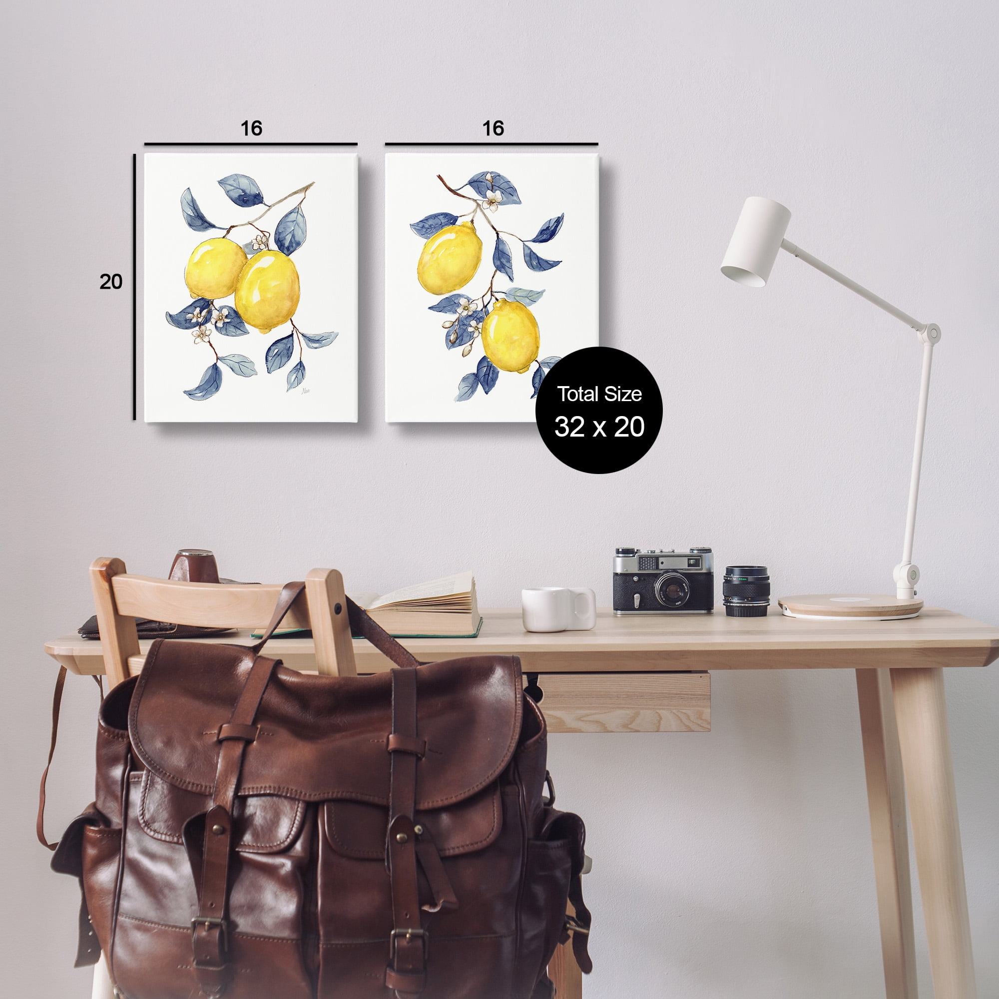 Stupell Industries Budding Lemon Blossoms Food & Beverage Painting Gallery Wrapped Canvas Art Print Wall Art, 16 x 20, Set of 2